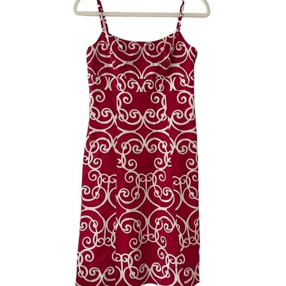 Ann Taylor Red White Lined Spaghetti Strap Dress Size 0 - Picture 1 of 7